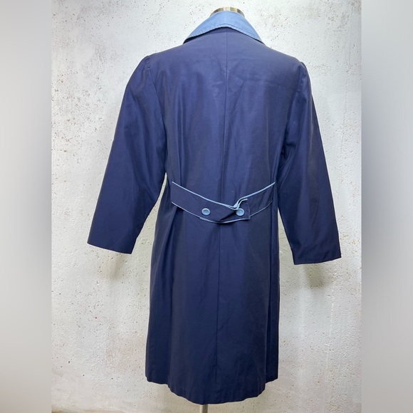 Handmade Vintage 1960s Raincoat Blue Light Blue Double Breasted - Picture 2 of 8